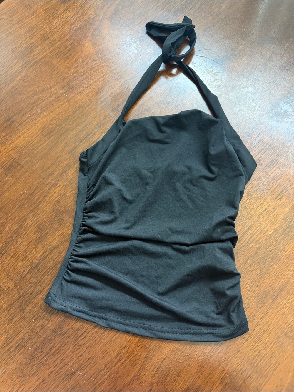 SHEIN Black Halter Ruched Side Camisole